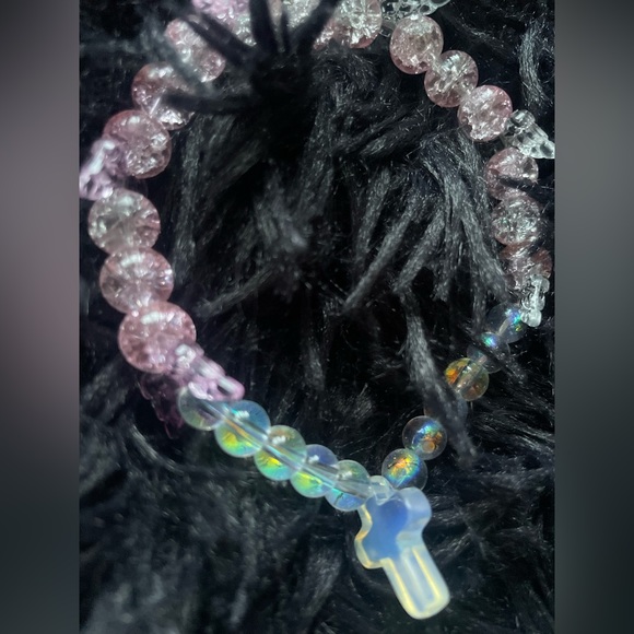 Clear Quartz Cross Bracelet - Picture 1 of 3